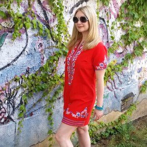 Vintage Floral Print Mini Dress (S/M)